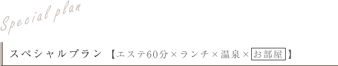 スペシャルプラン×エステ×ランチ×温泉×お部屋